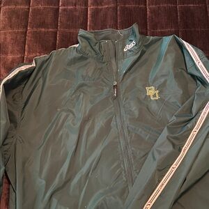 ASICS Forest Green Windbreaker with Logo Stripes